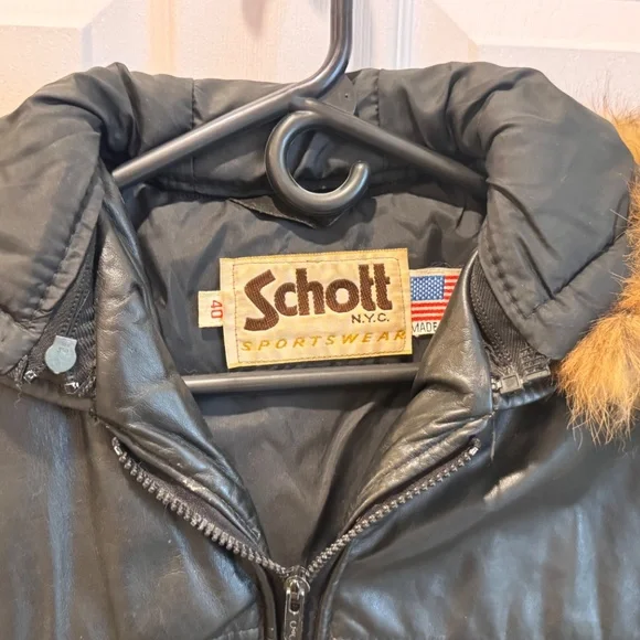 Schott Vintage Black Leather Jacket Size 40 - Picture 3 of 16